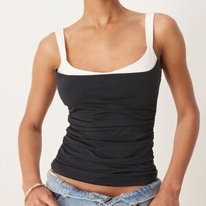 Abercrombie & Fitch sweetheart neckline contrast top Large Black White corset